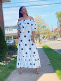 Black print polka dots bohemian Dress