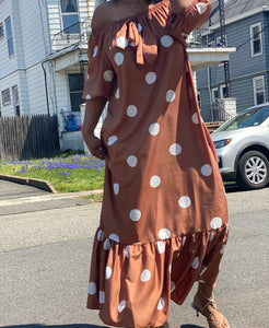 Brown polka dot Bohemian Maxi