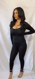 Long sleeve black bodycon jumpsuit