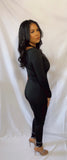 Long sleeve black bodycon jumpsuit