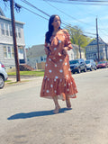 Brown polka dot Bohemian Maxi